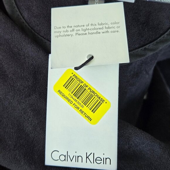 Calvin Klein Size Medium Black Metallic Long Line Vest Asymmetic Zip Sleeveless - Picture 12 of 15